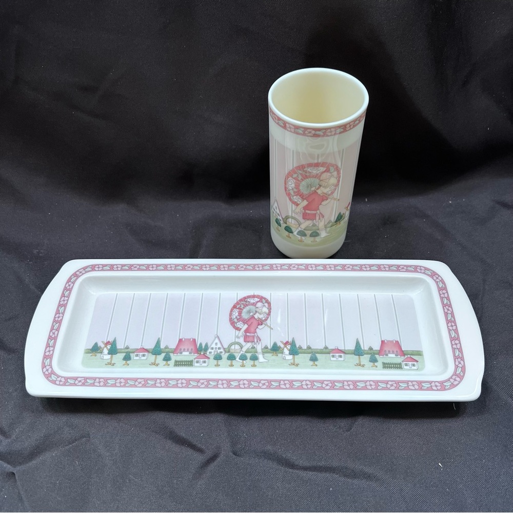 1987 Minton England Royal Doulton -‎ GOLDEN DAYS - Rectangle Tray & Vase Vintage